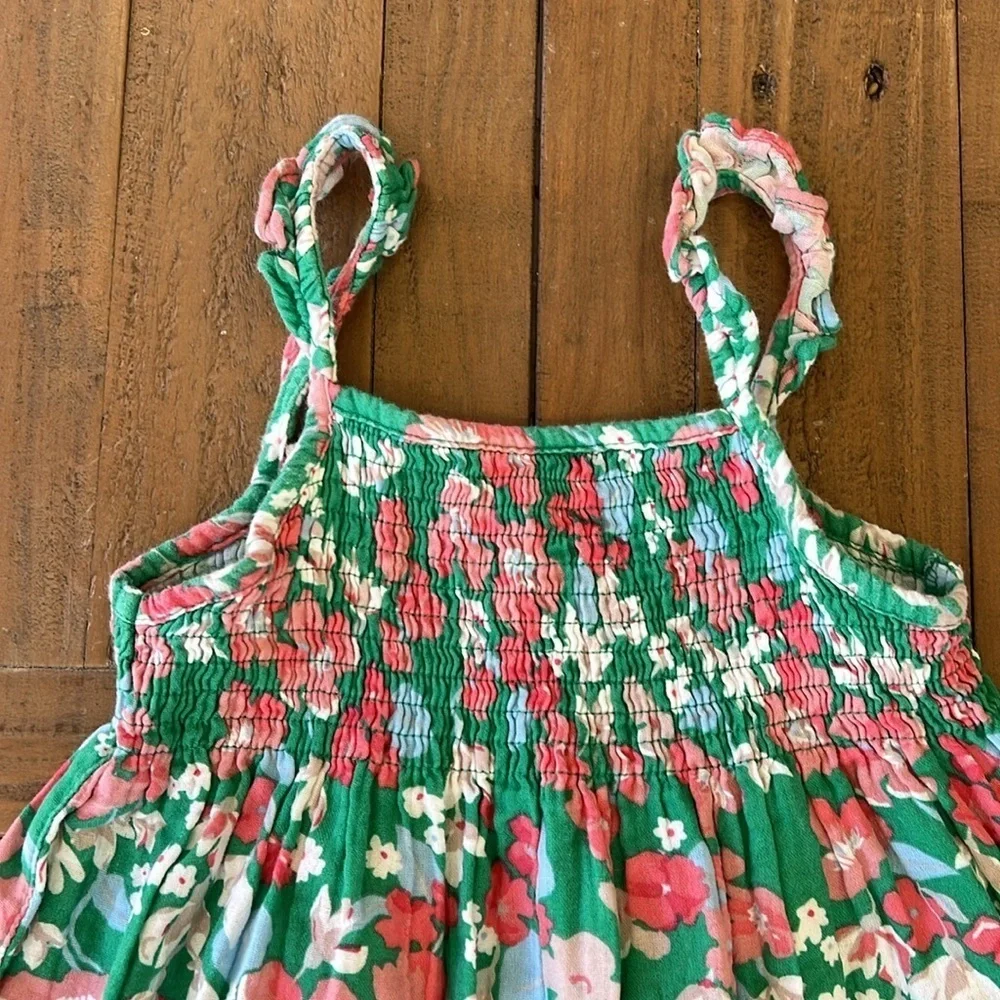 Joules Lucia green floral smocked midi sundress